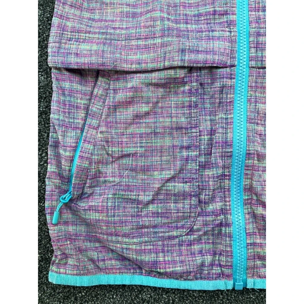 Ivivva Girls Hooded Lightweight Zip-Up Jacket Size 12 Purple & Turquoise‎ Plaid